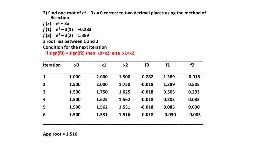 2 find one root of e x 3 x 0 correct