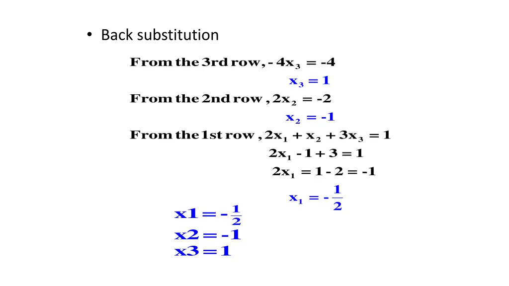 back substitution