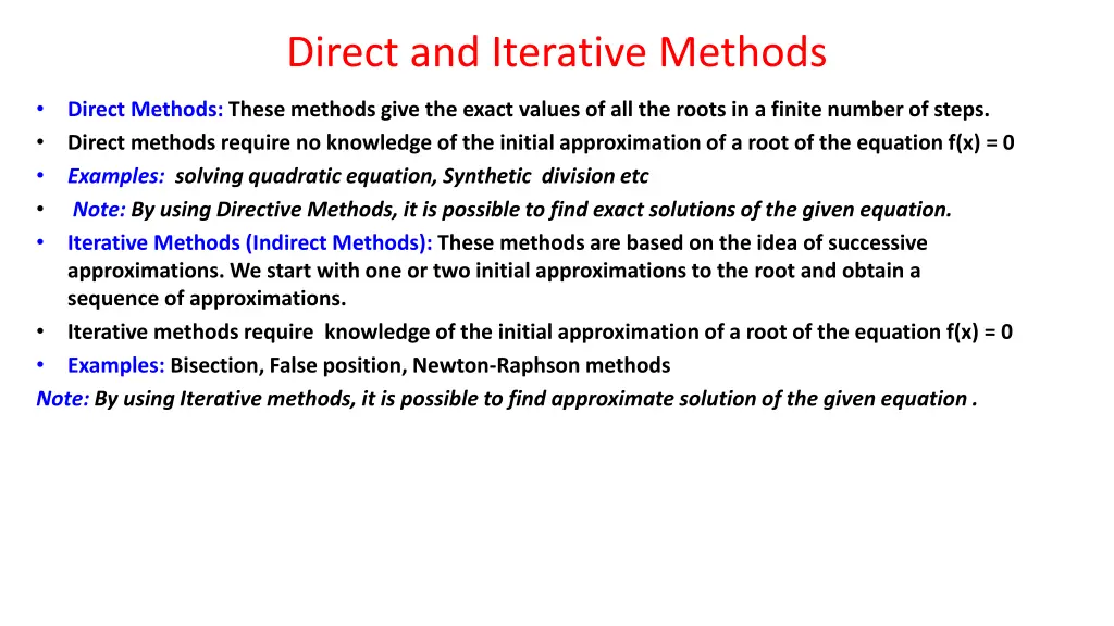 direct and iterative methods