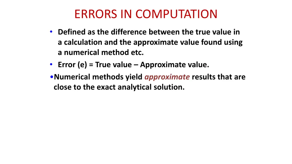 errors in computation