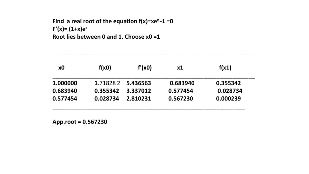 find a real root of the equation