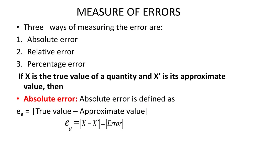 measure of errors