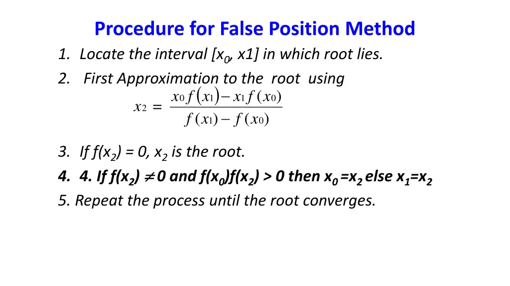 procedure for false position method 1 locate