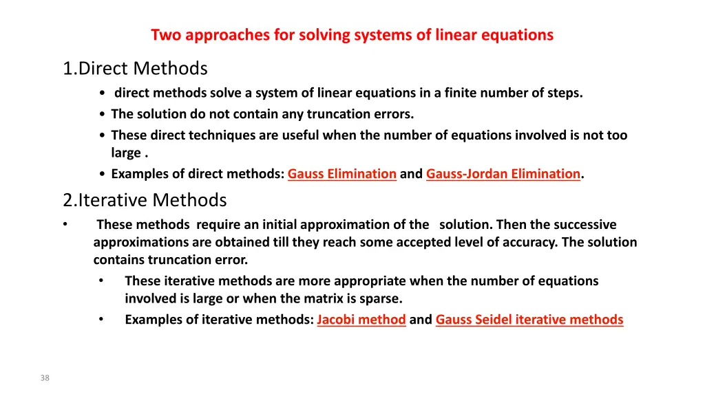 two approaches for solving systems of linear