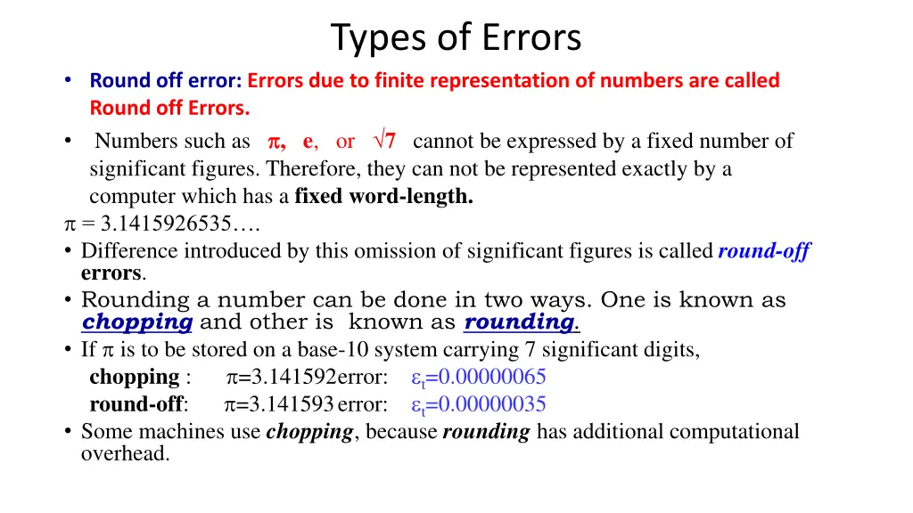 types of errors