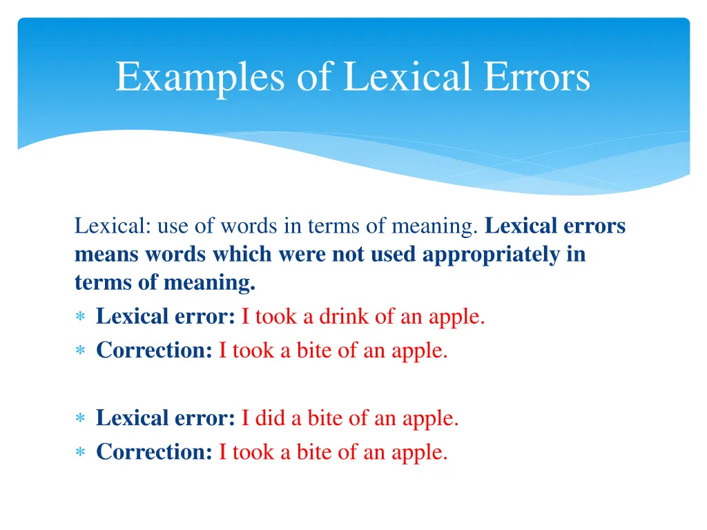 examples of lexical errors