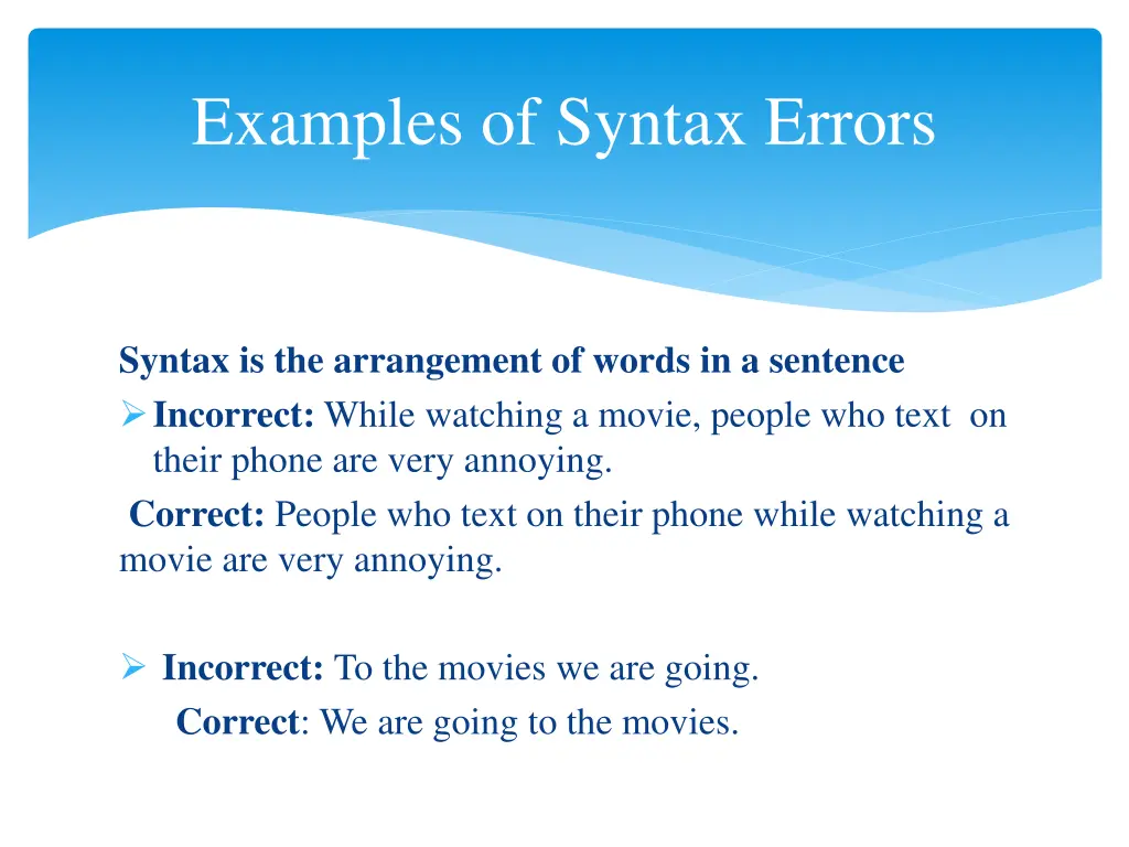 examples of syntax errors