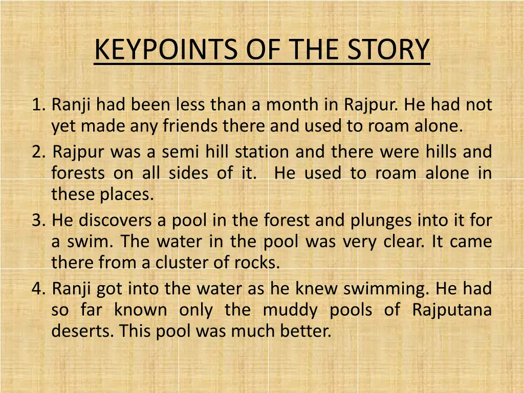 keypoints of the story