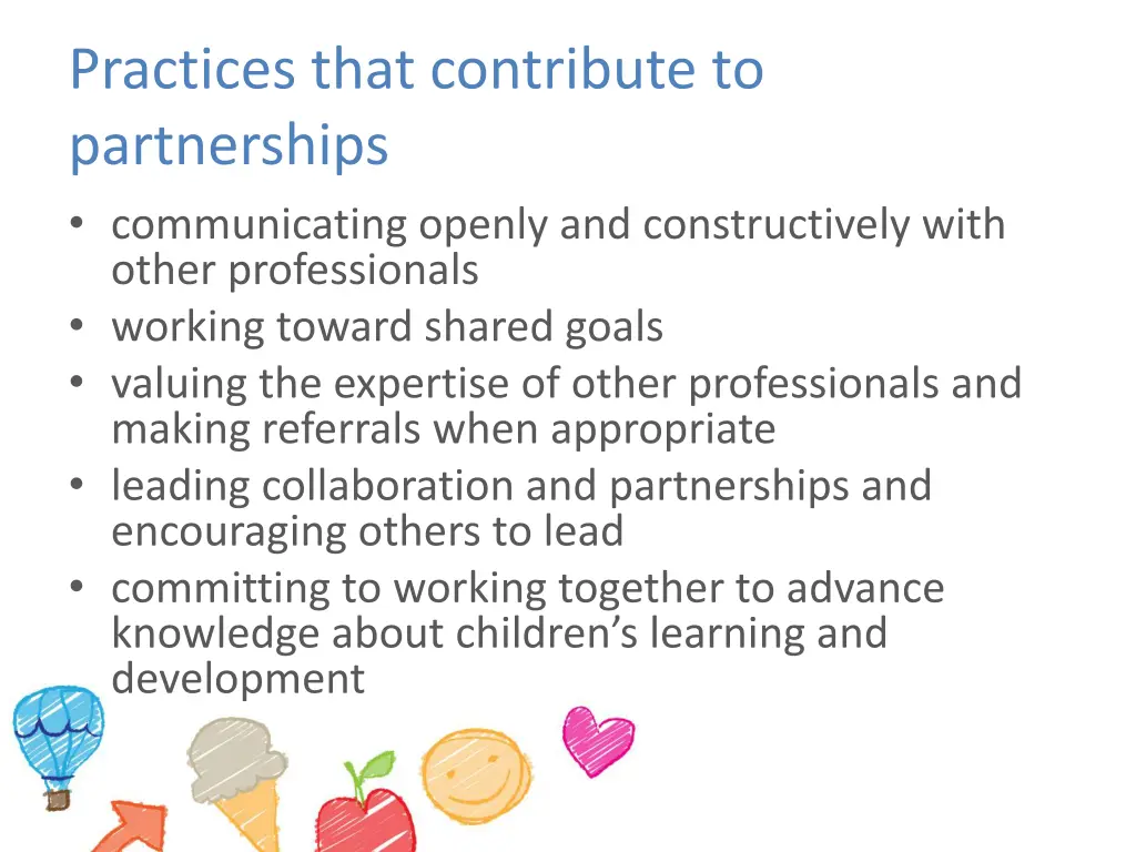 practices that contribute to partnerships