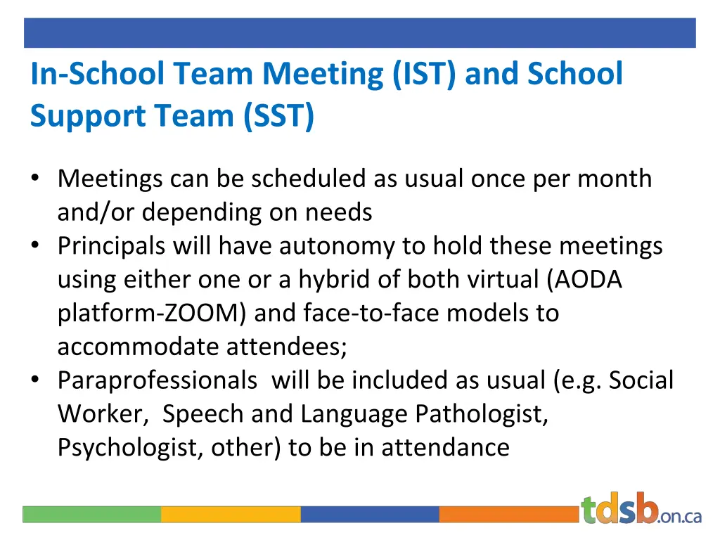 in school team meeting ist and school support