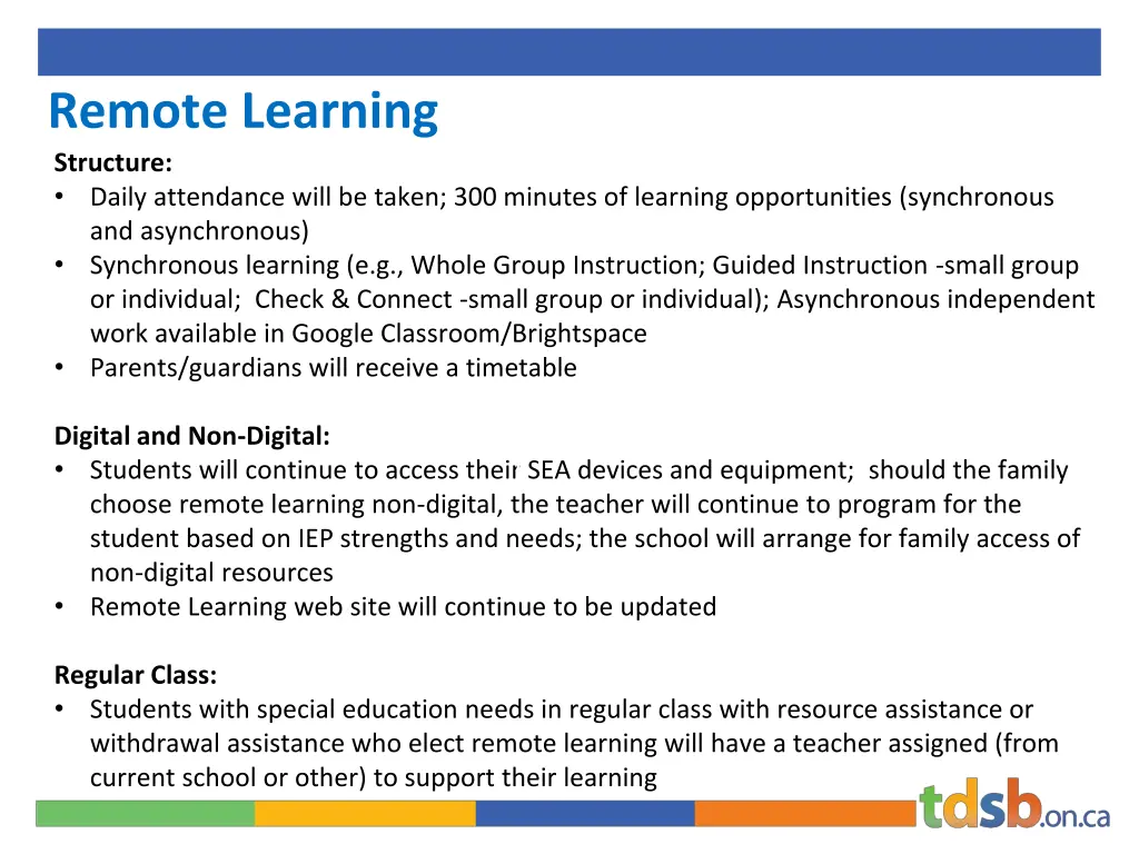 remote learning structure daily attendance will