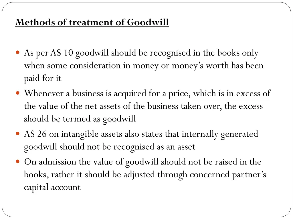 methods of treatment of goodwill