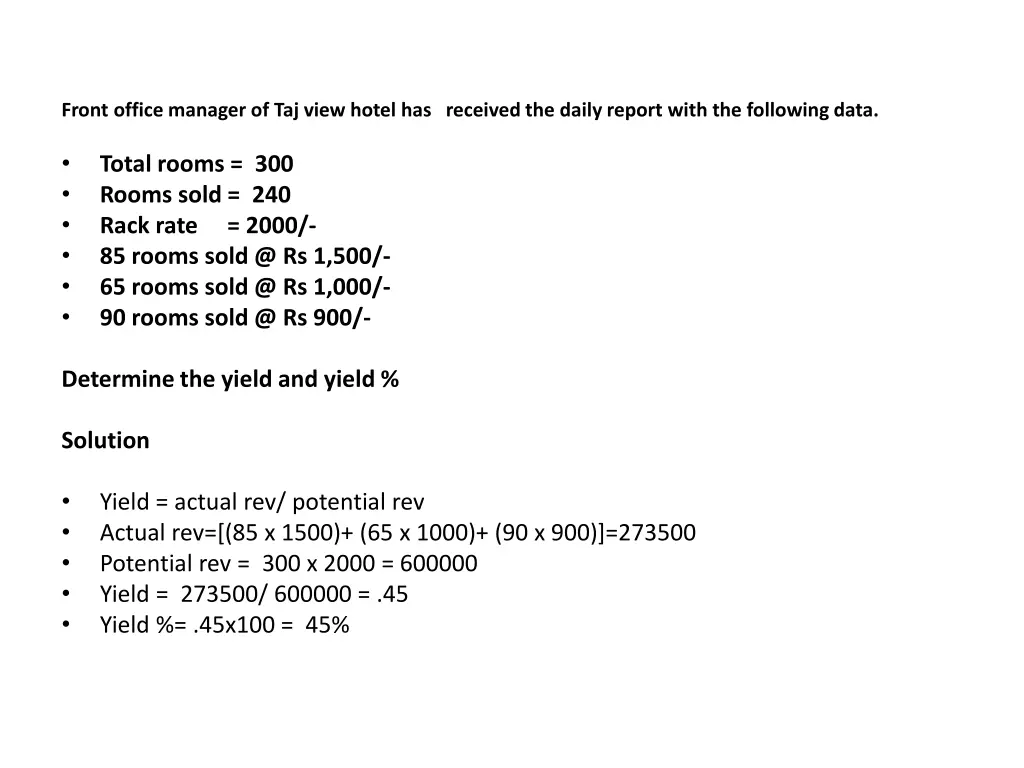 front office manager of taj view hotel