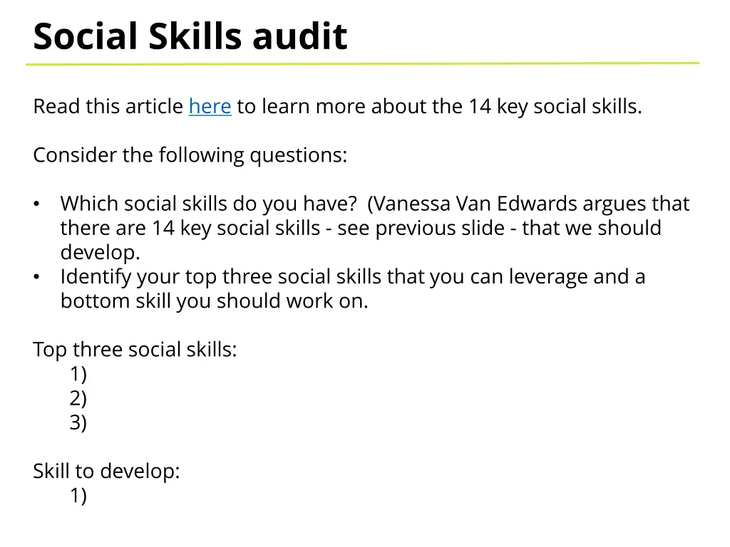 social skills audit