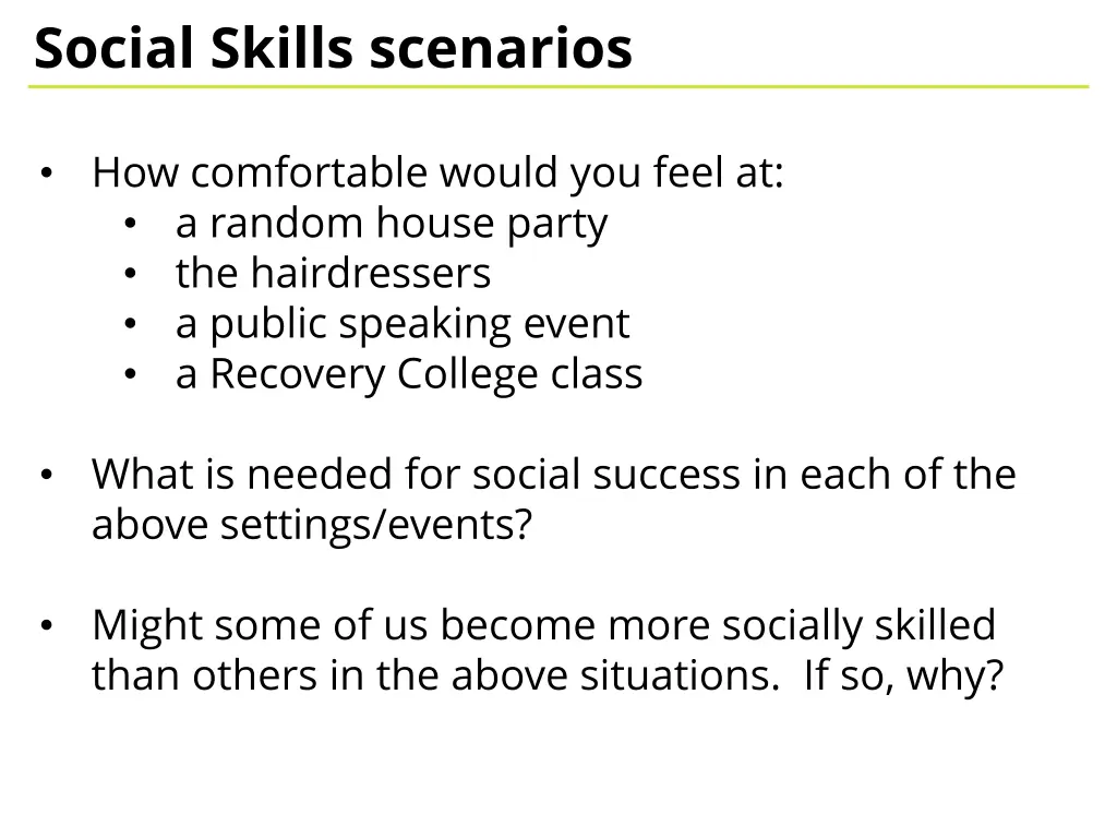 social skills scenarios