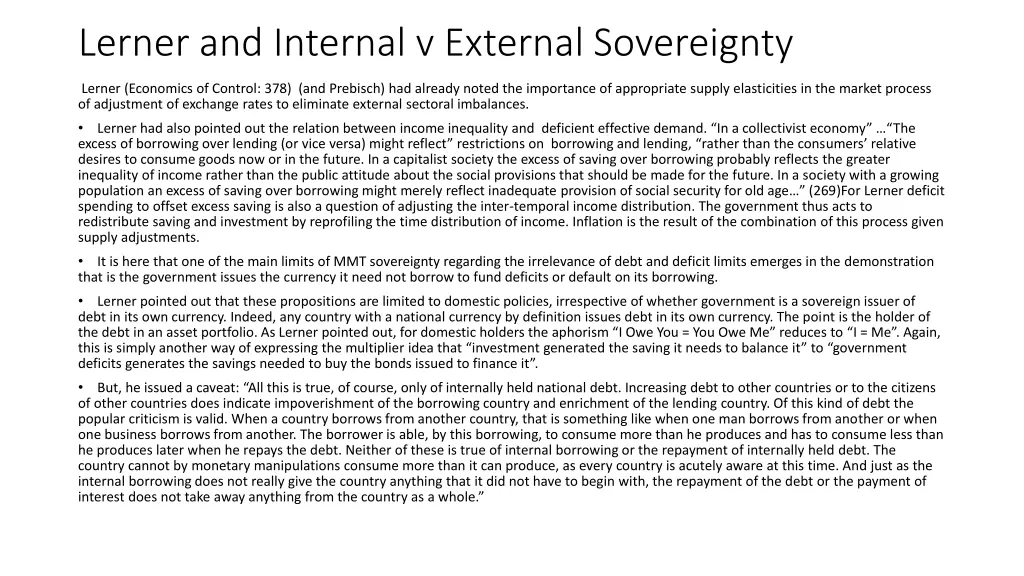 lerner and internal v external sovereignty