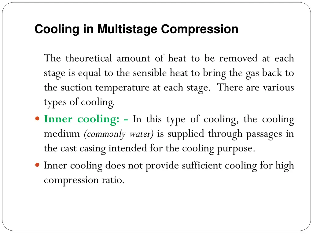 cooling in multistage compression