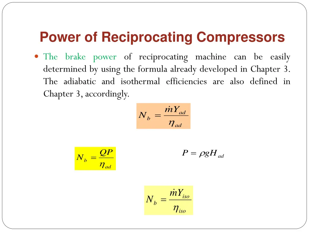 power of reciprocating compressors