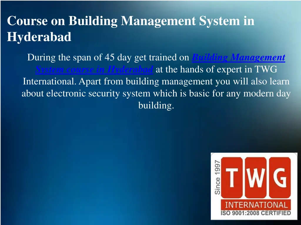 course on building management system in hyderabad