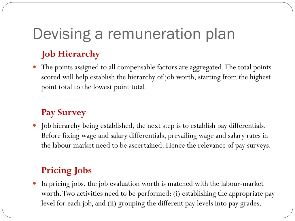 devising a remuneration plan 1