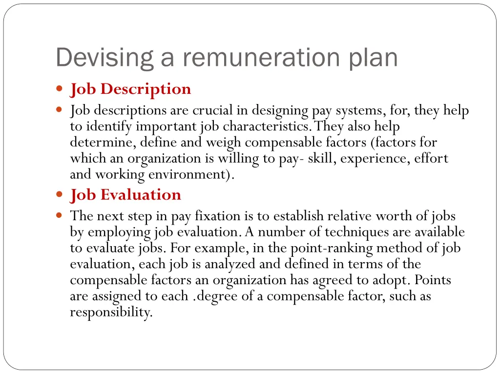 devising a remuneration plan job description