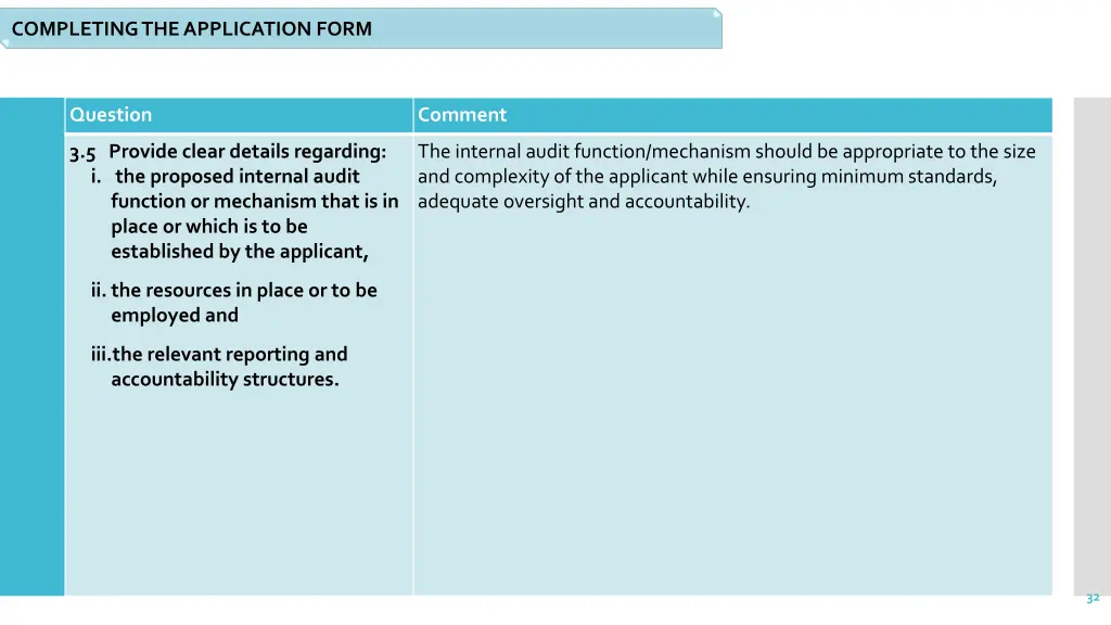 completing the application form 20