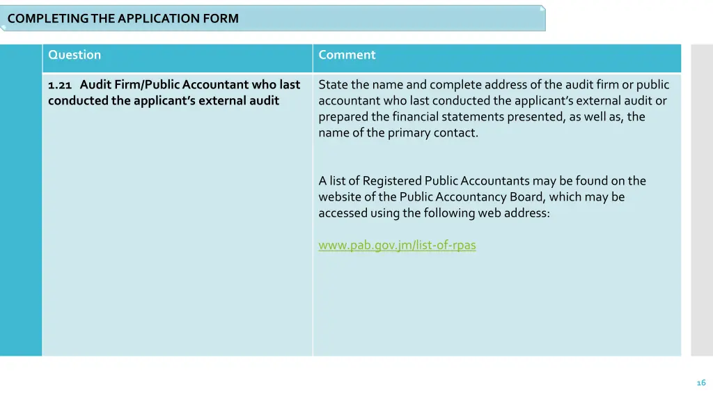 completing the application form 4