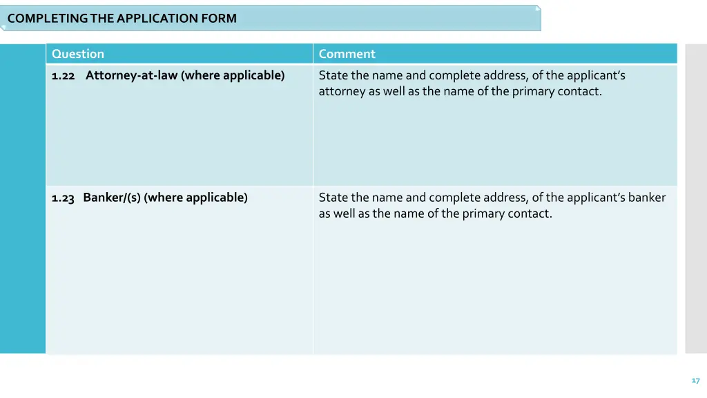 completing the application form 5