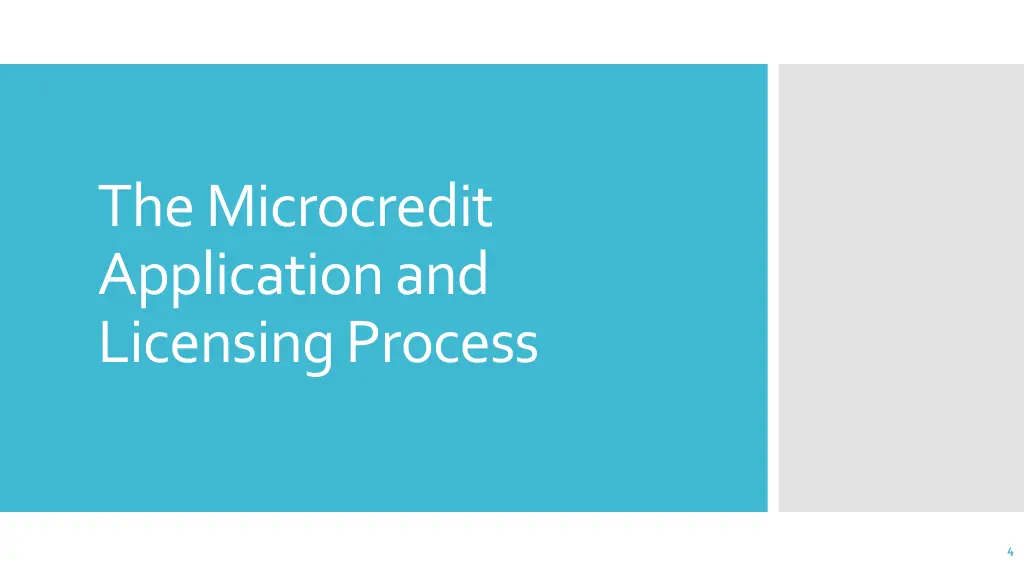 the microcredit application and licensing process