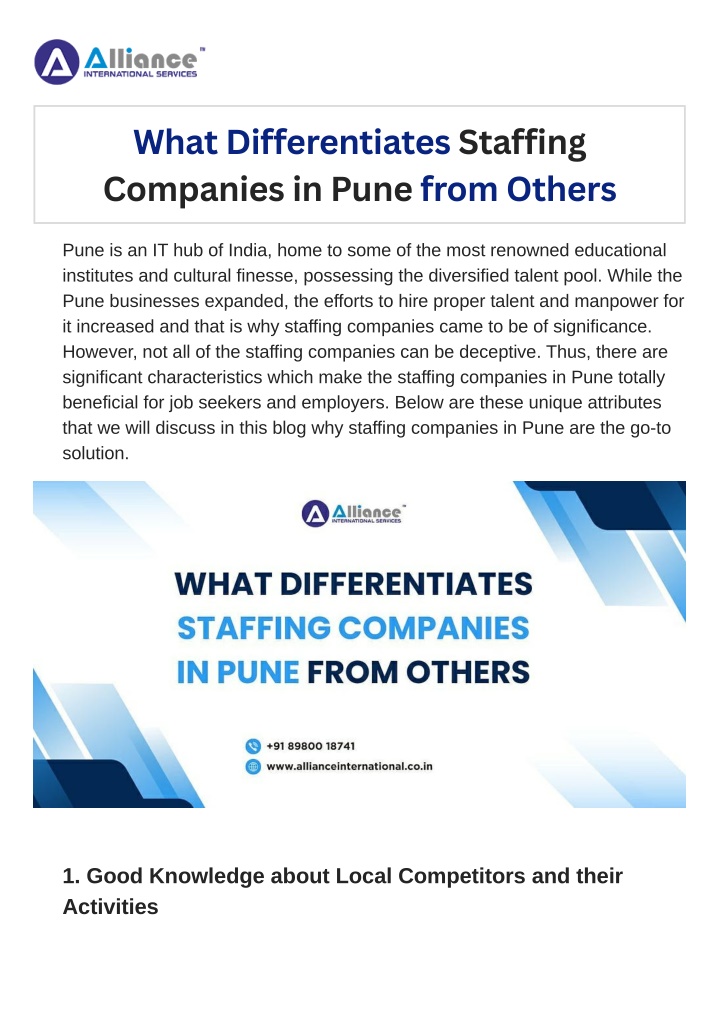 what differentiates staffing companies in pune