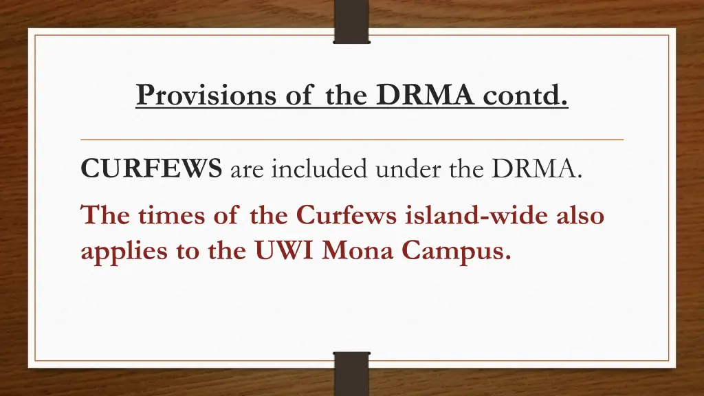 provisions of the drma contd 1