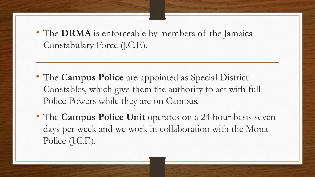 the drma is enforceable by members of the jamaica