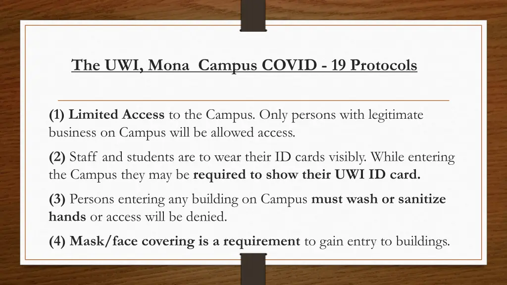 the uwi mona campus covid 19 protocols