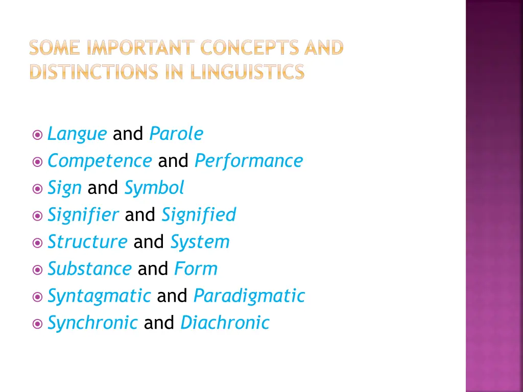 some important concepts and distinctions