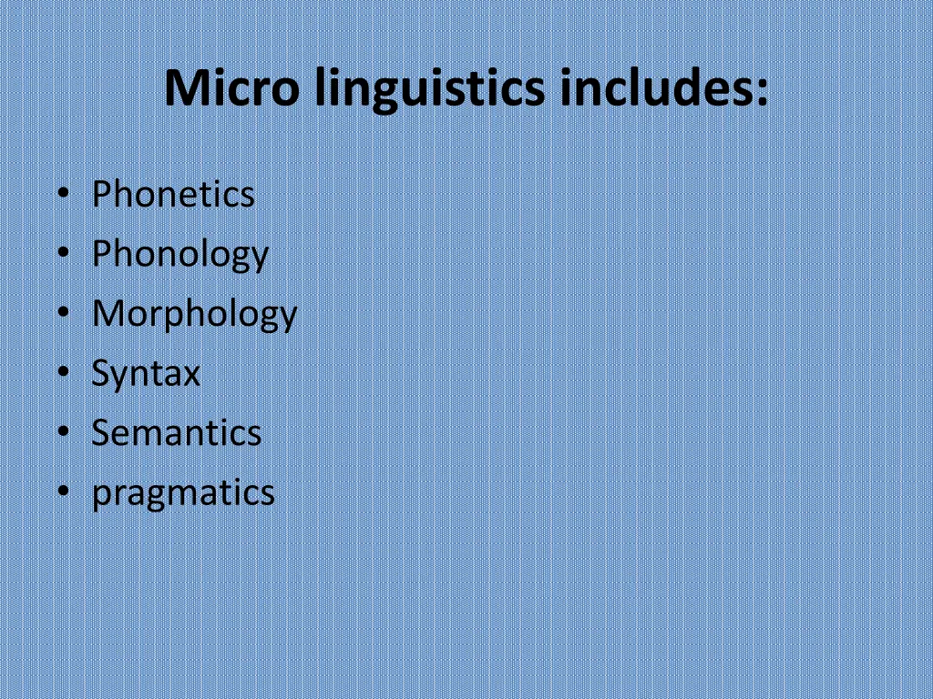 micro linguistics includes