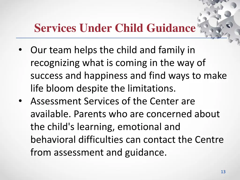 services under child guidance 1