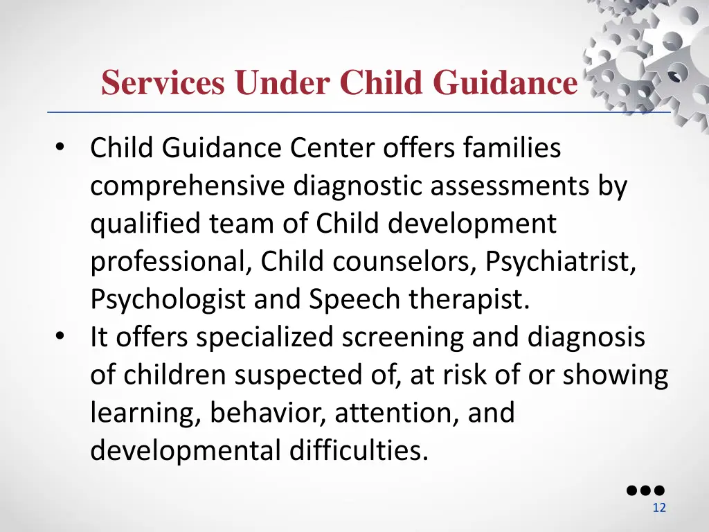 services under child guidance