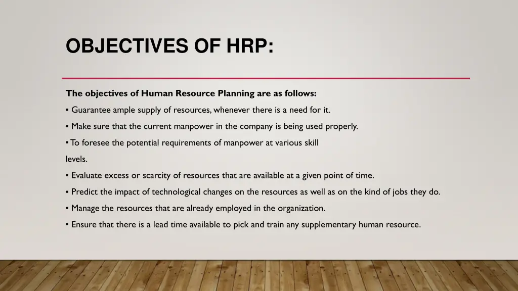 objectives of hrp