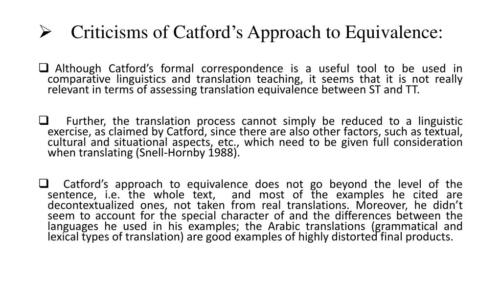 criticisms of catford s approach to equivalence