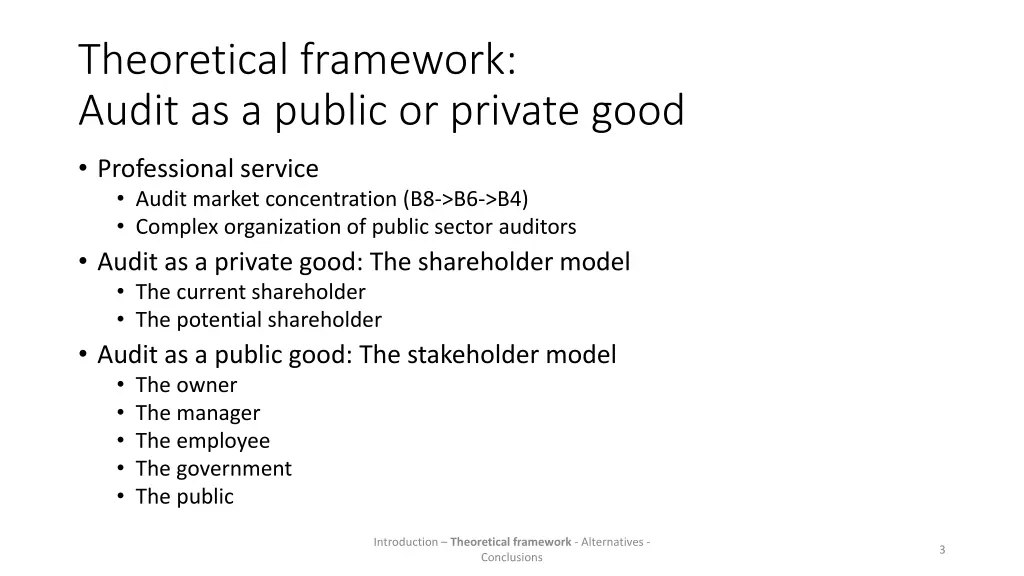 theoretical framework audit as a public