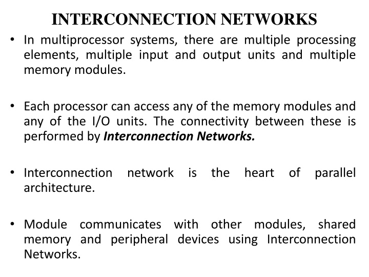 interconnection networks in multiprocessor