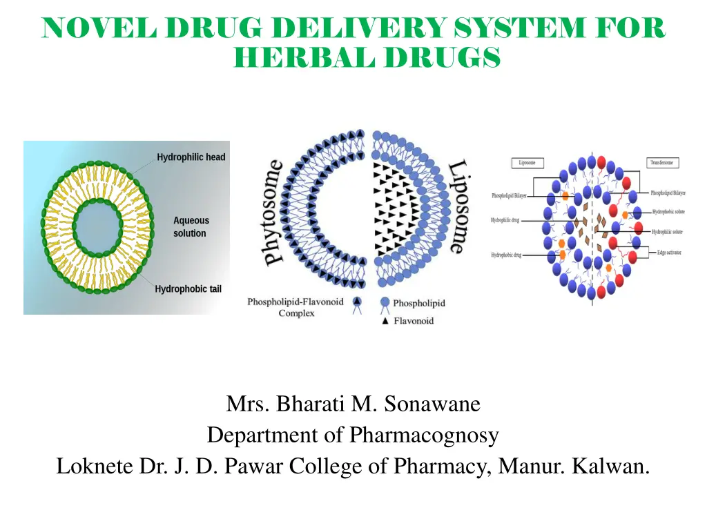 novel drug delivery system for herbal drugs 1