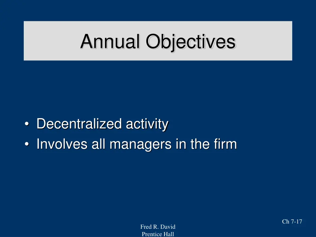 annual objectives