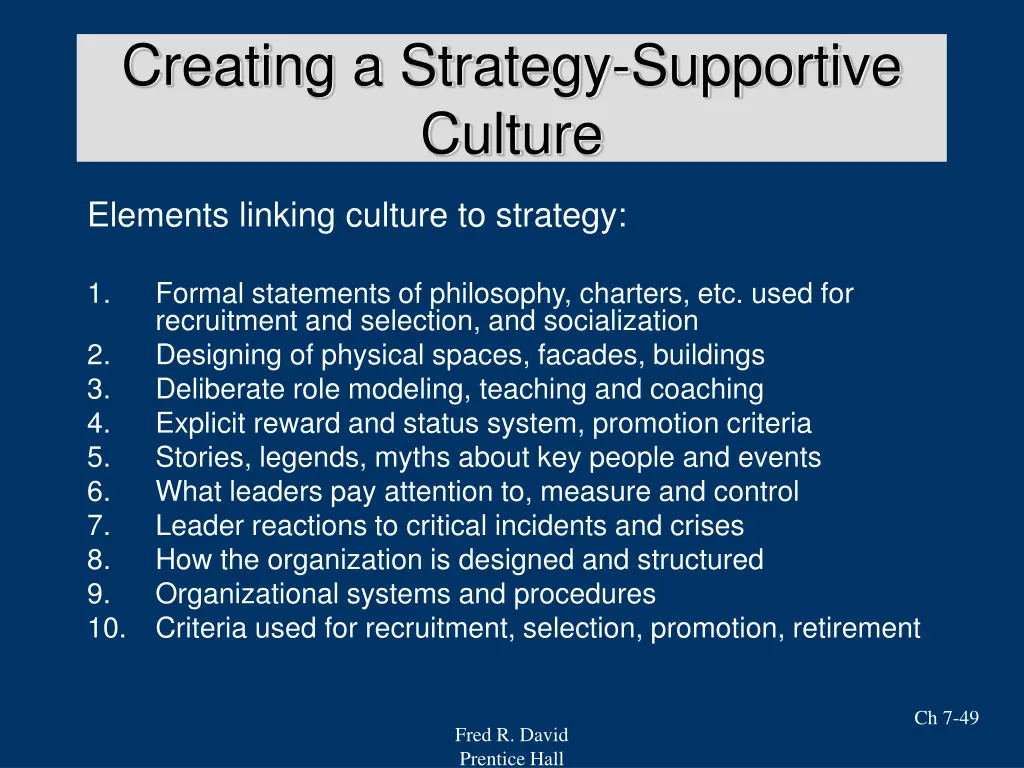 creating a strategy supportive culture 1