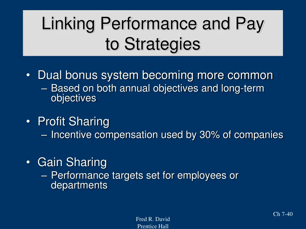 linking performance and pay to strategies 1