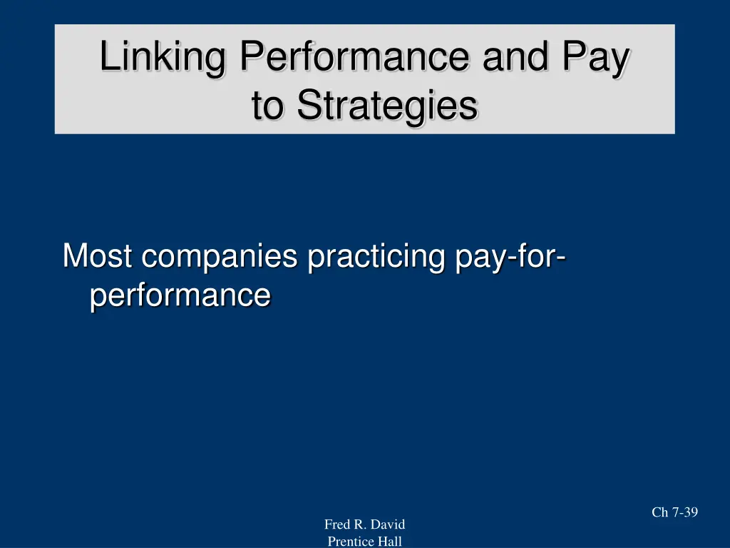 linking performance and pay to strategies