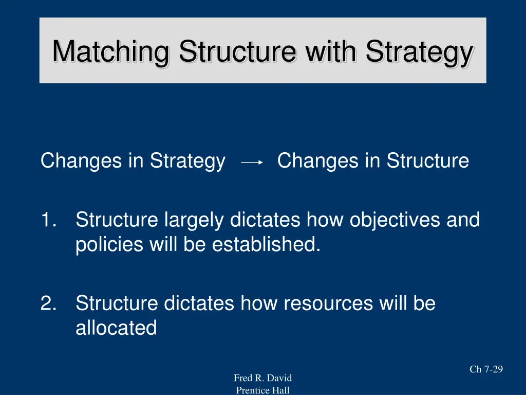 matching structure with strategy