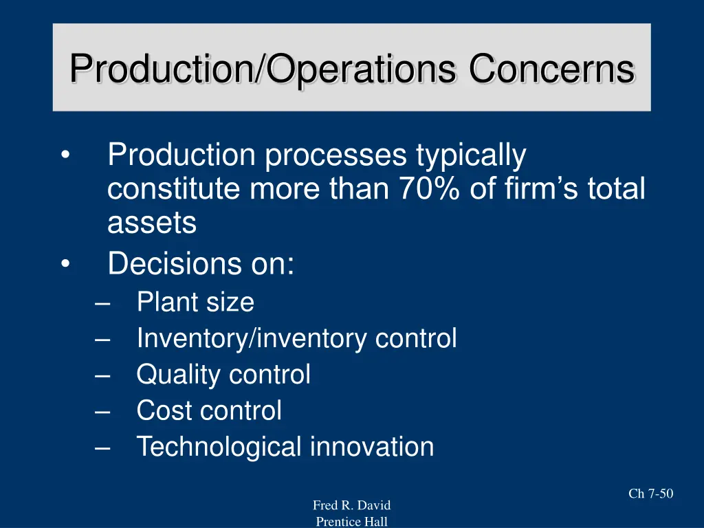 production operations concerns