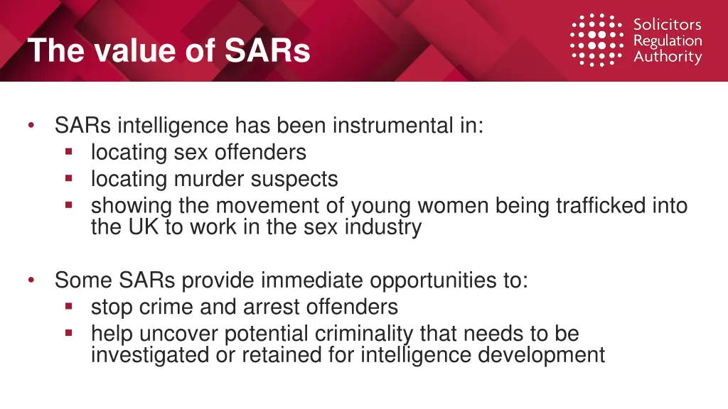 the value of sars