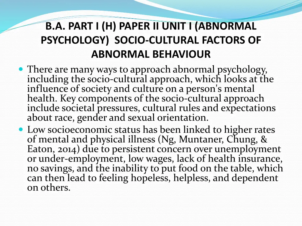 b a part i h paper ii unit i abnormal psychology 1